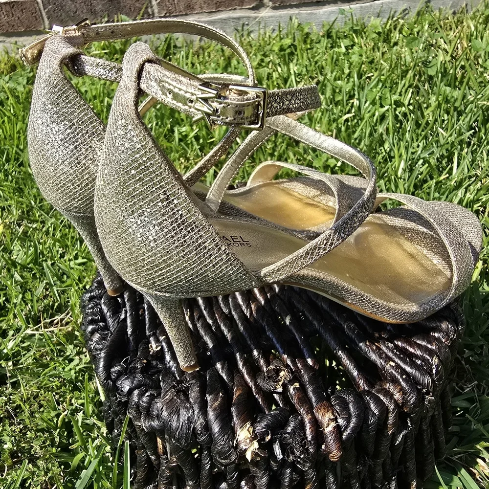 Michael Kors Gold Glitter Heels Sz9